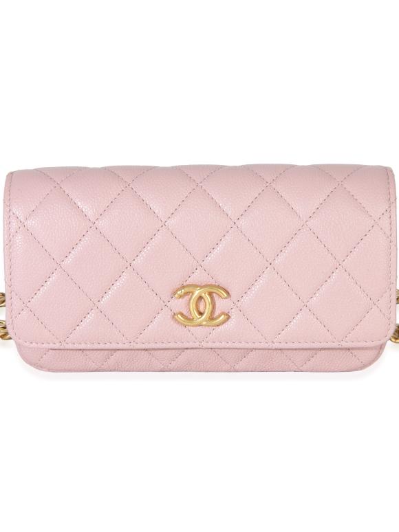 Chanel  Quilted Caviar Sweetheart Phone Holder With Chain