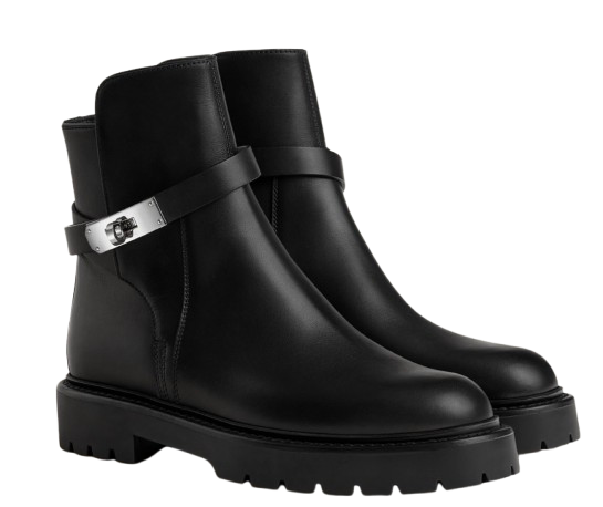 Hermes Hemres Black Leather Jeff Ankle Boots