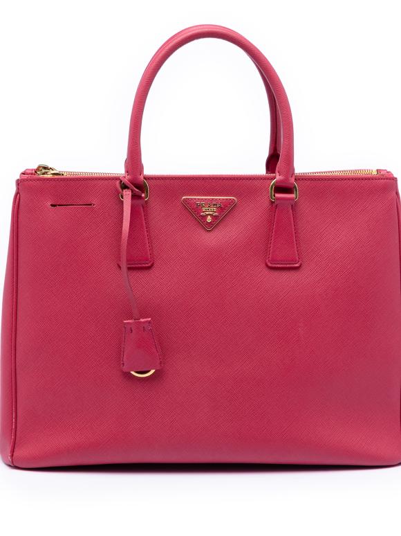 Prada Red Large Saffiano Lux Galleria Double Zip Satchel