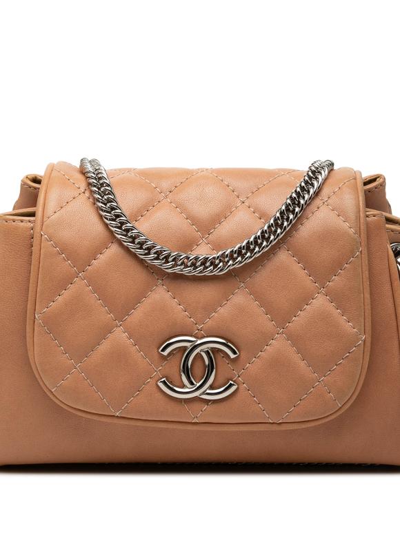Chanel Tan Washed Lambskin Bijoux Chain Accordion Flap