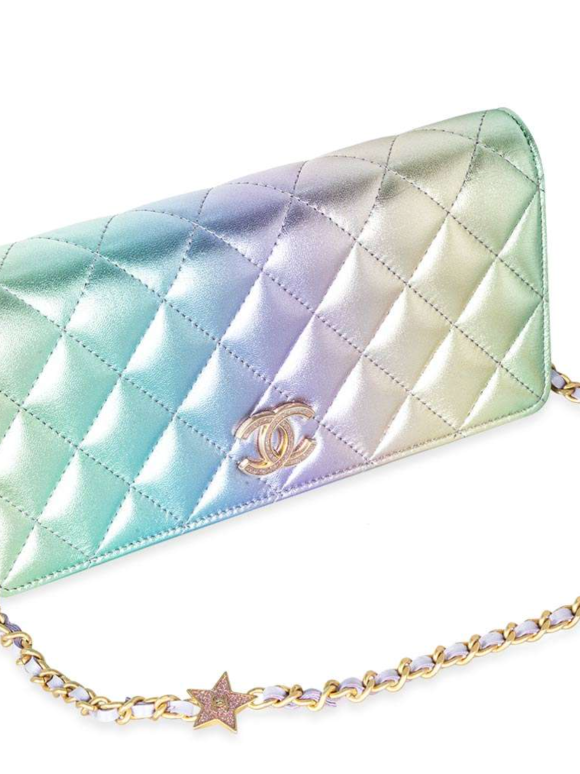 Chanel  Rainbow Lambskin Leather Strass Wallet
