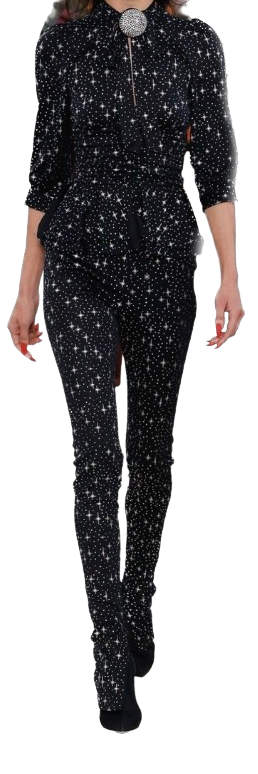 Balenciaga Runway Black Spandex Sparkle Print Top & Pants