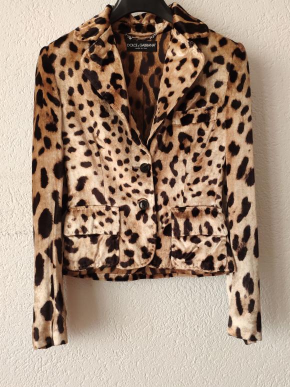 Dolce & Gabbana Velour Leopard Print Jacket