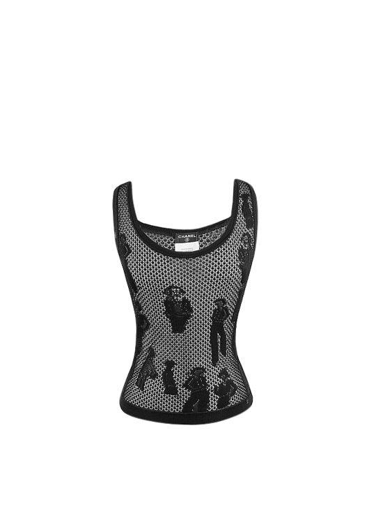 Chanel Black Coco Crochet Knitted Vest