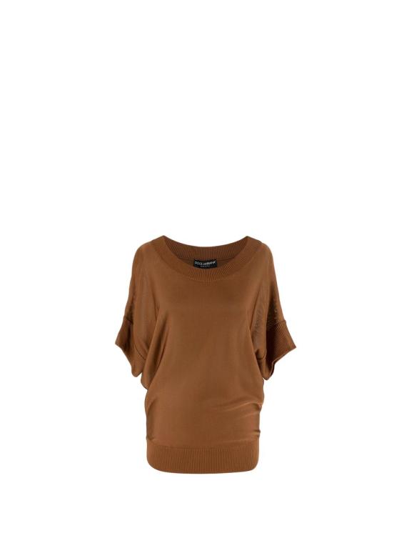 Dolce & Gabbana Chocolate Brown Fine-Knit Batwing Sweater
