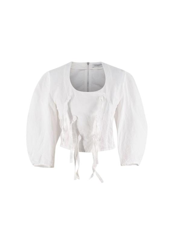 JW Anderson Balloon Sleeve White Tie Embellished Top