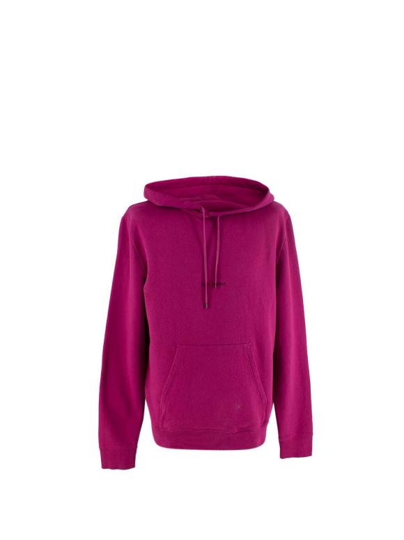 Saint Laurent Raspberry Pink Cotton Jersey Logo Hoodie