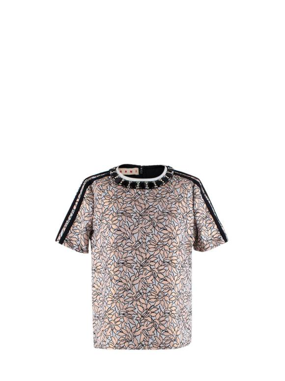 Marni Jacquard Crystal Embellished Collar Top