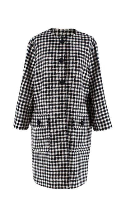 Dolce & Gabbana Black & White Houndstooth Wool Coat