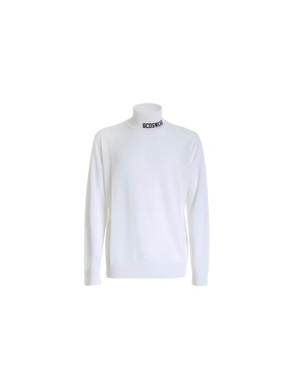 GCDS White Wool Blend Embroidered Jumper
