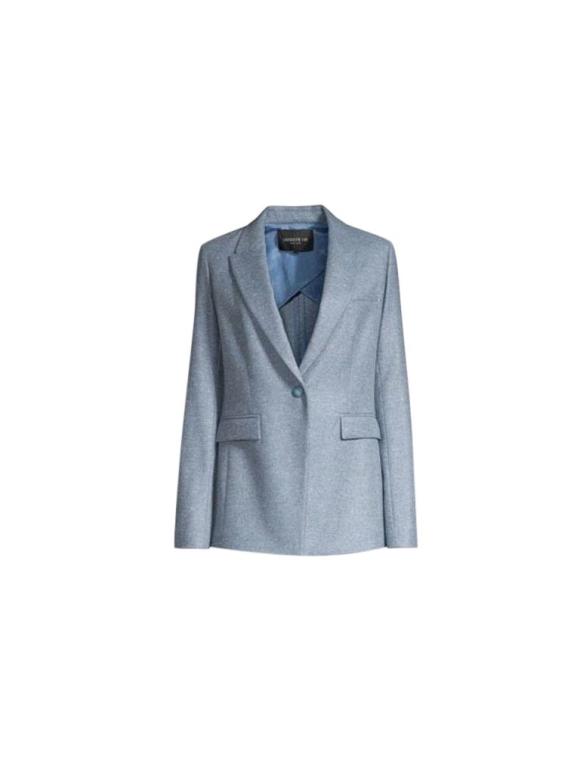 Lafayette 148 Blue Dusk Heather One-button Blazer