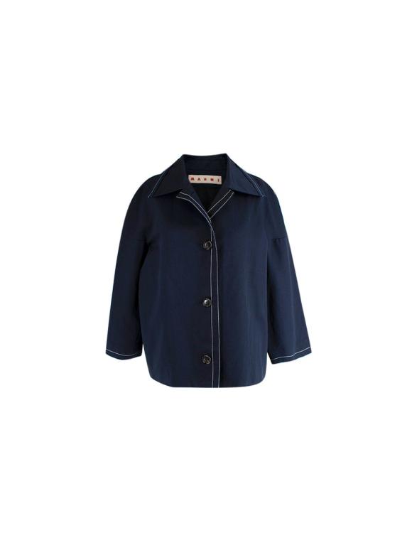 Marni Blue Boxy Jacket with Contrast Stitching