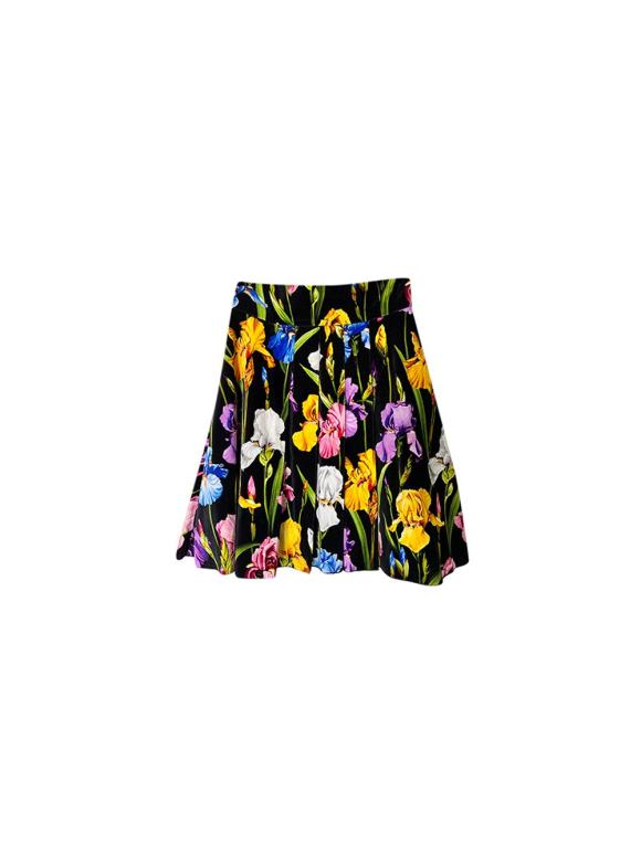 Dolce & Gabbana Black tulip printed velvet skirt