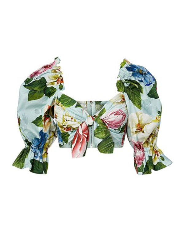 Dolce & Gabbana Multicolour floral cotton cropped bustier top