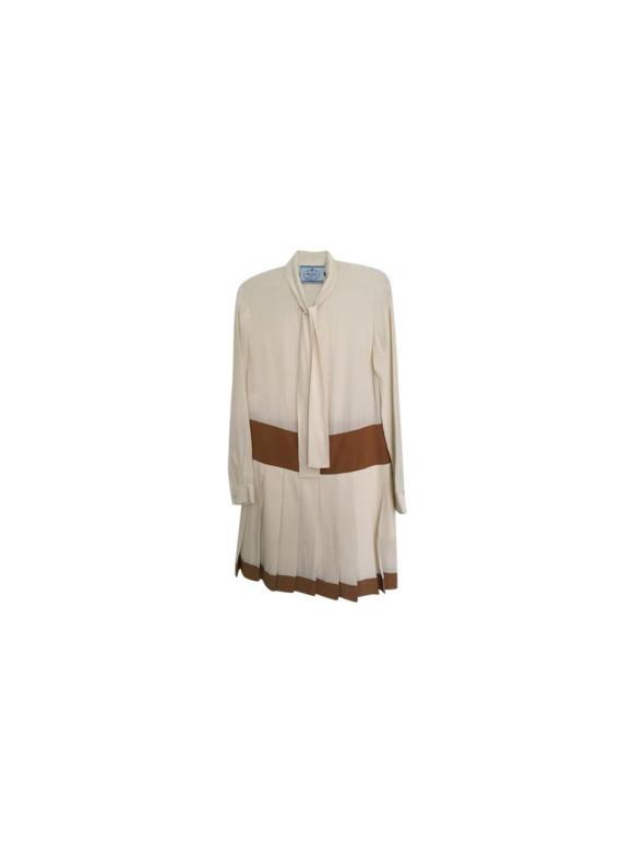 Prada Bicolour silk crepe drop waist dress