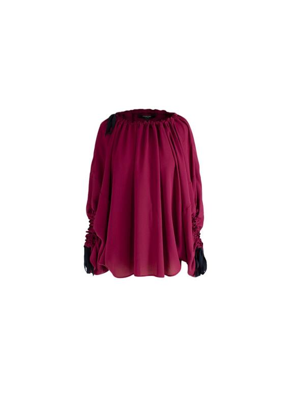 Derek Lam burgundy Crepe Gathered Top