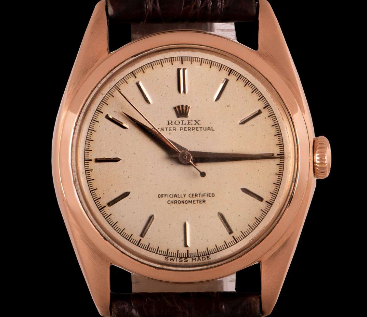 Rolex Oyster Perpetual Bubbleback 18k Rose Gold Vintage Watch Hewi
