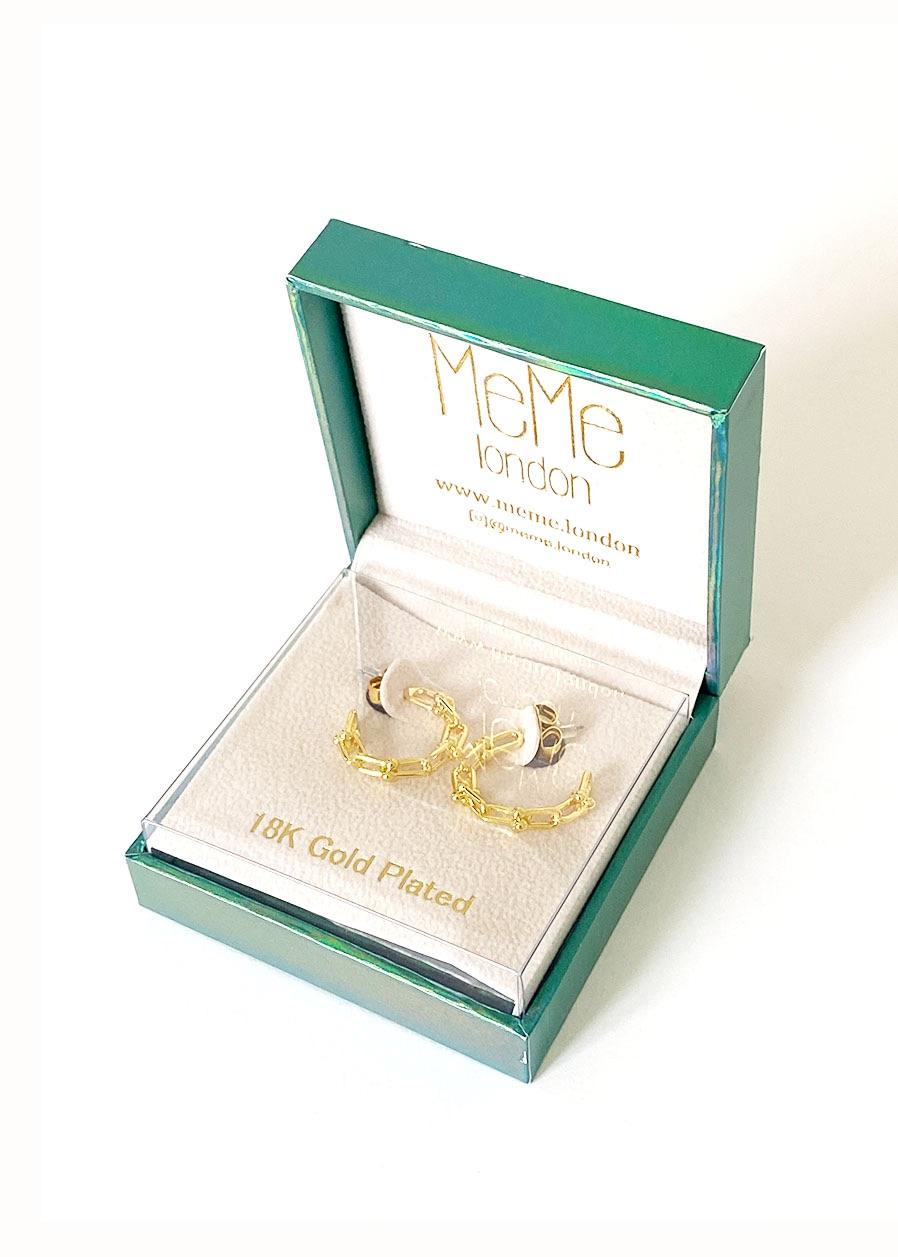 MeMe London 18ct Gold Plated Kylie Hoop Earrings Hardly Ever Worn It