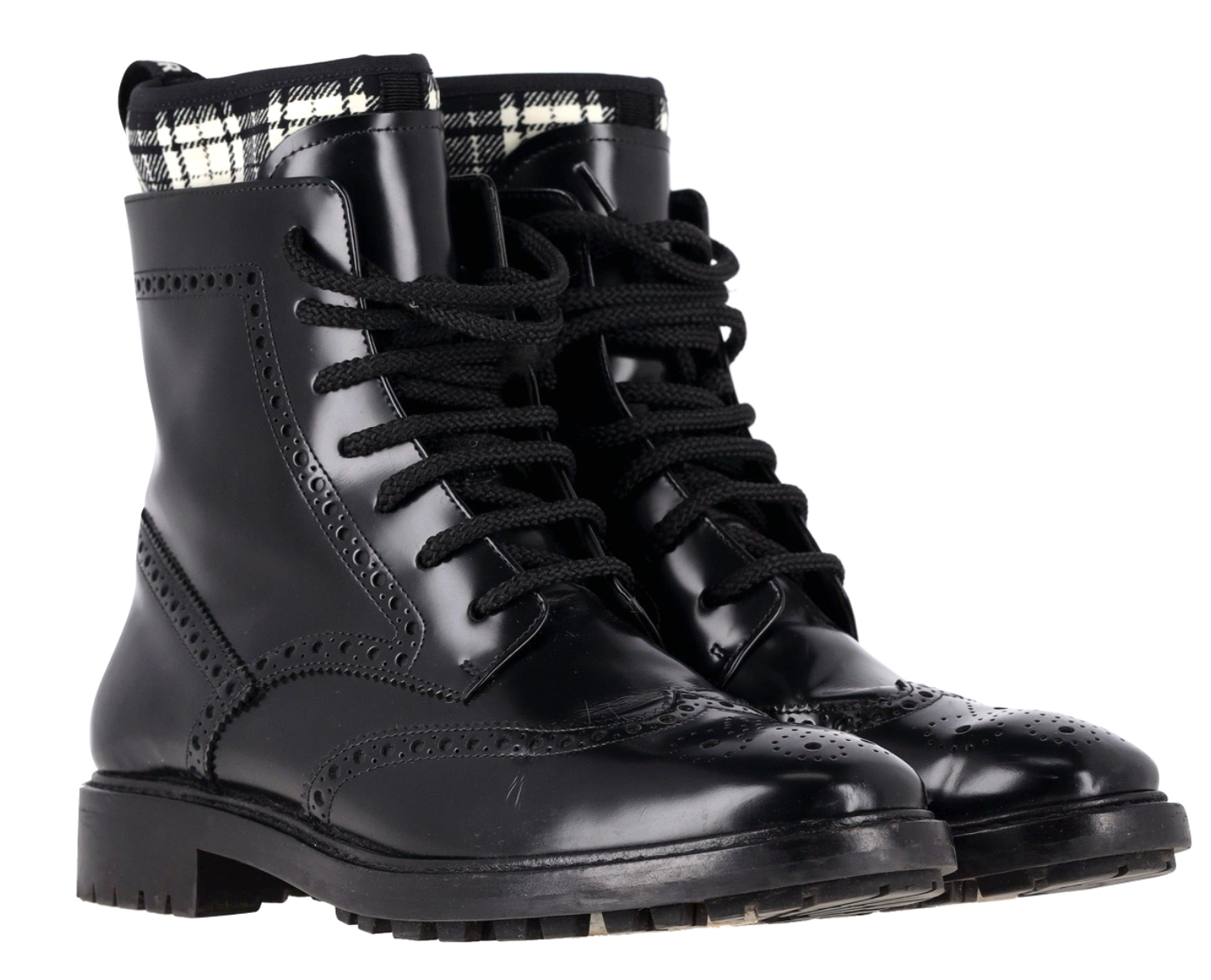 Dior Black Patent Leather Combat Boots 39.5 Hardly Ever Worn It