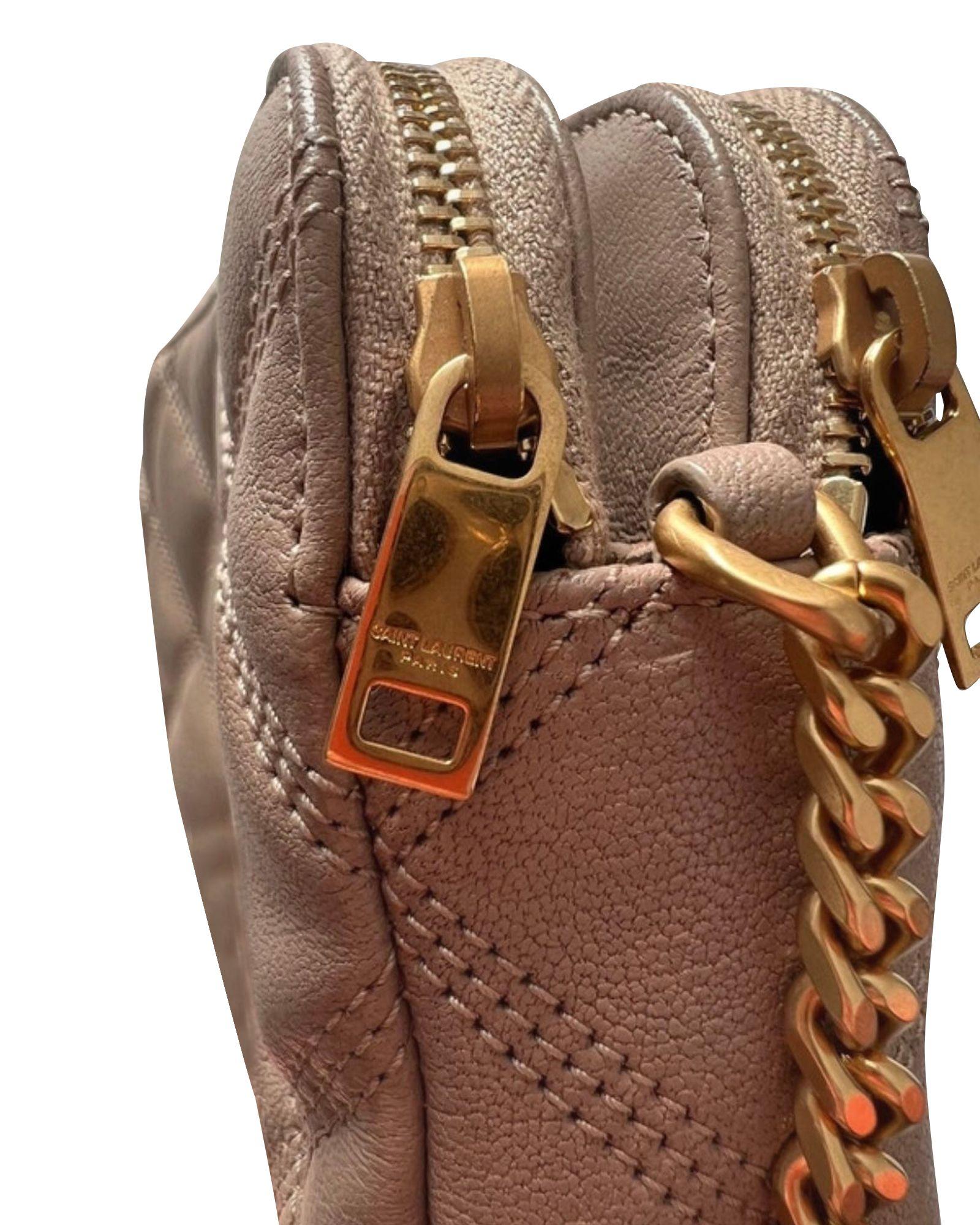 Saint Laurent Beige Becky Double Zip Shoulder Bag Hardly Ever Worn It