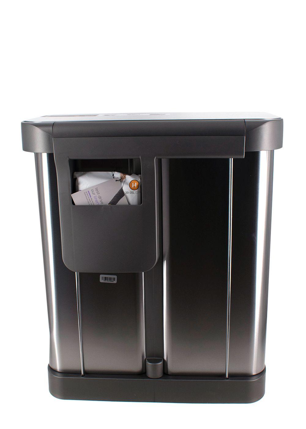 Simple Human Silver Rectangular Dual Compartment Recycle Bin, 58L One