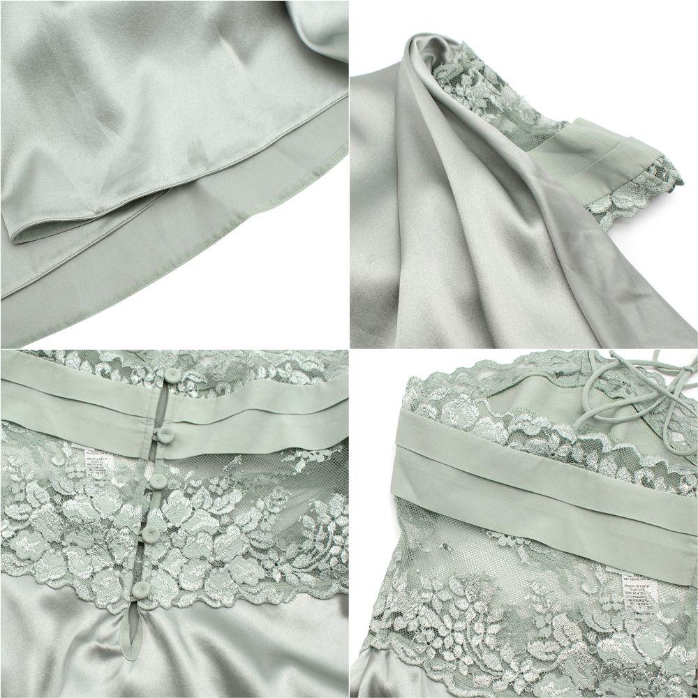 La Perla Sage Green SilkSatin Short Slip & Robe Hardly Ever Worn It