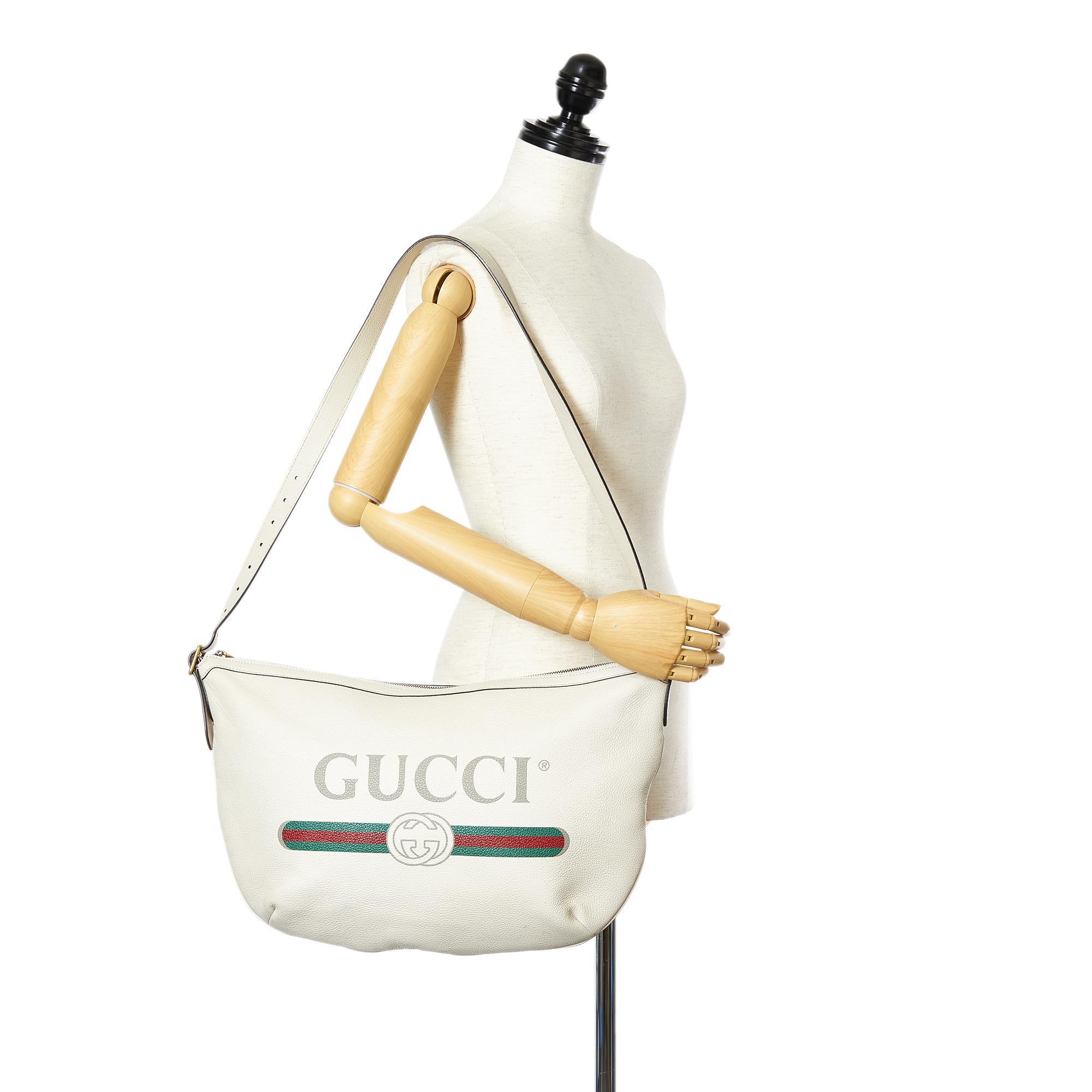 Gucci White leather logo large crossbody bag Hewi