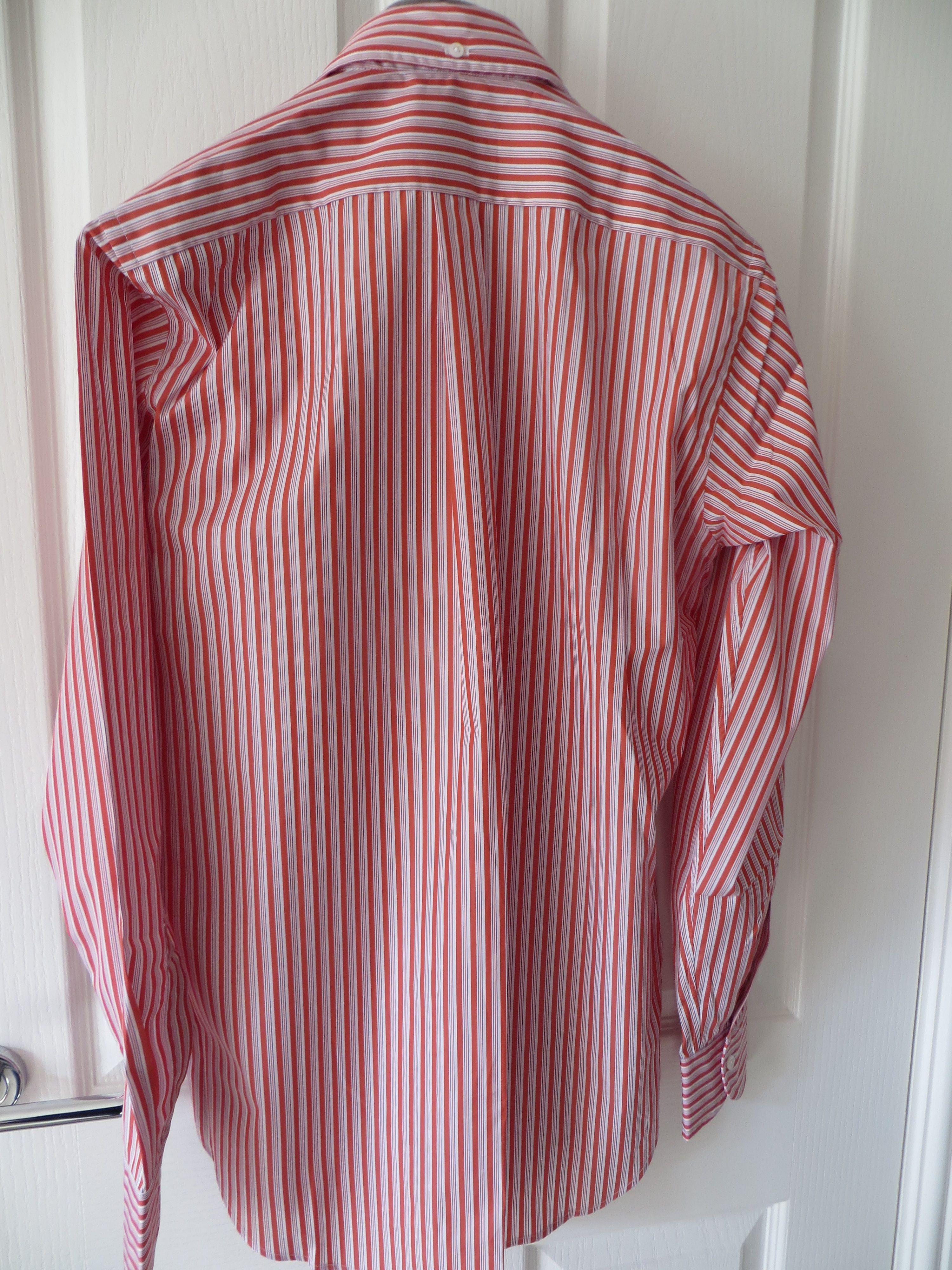 Drakes Red, blue & white striped cotton shirt Hewi