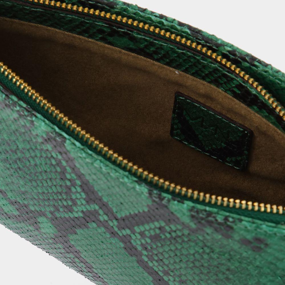 Manu Atelier green snakes embossed leather Curve bag Hardly Ever Worn It